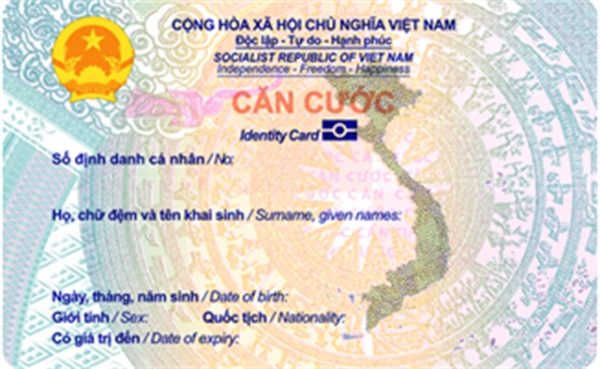 Mặt trước thẻ Căn cước cấp cho công dân từ 0 - 6 tuổi
